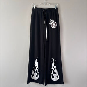 SHEIN Men's Flame Print Black Drawstring Waist Jogger Pants NIB